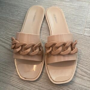 Steve Madden Beige Chain Slide Sandals